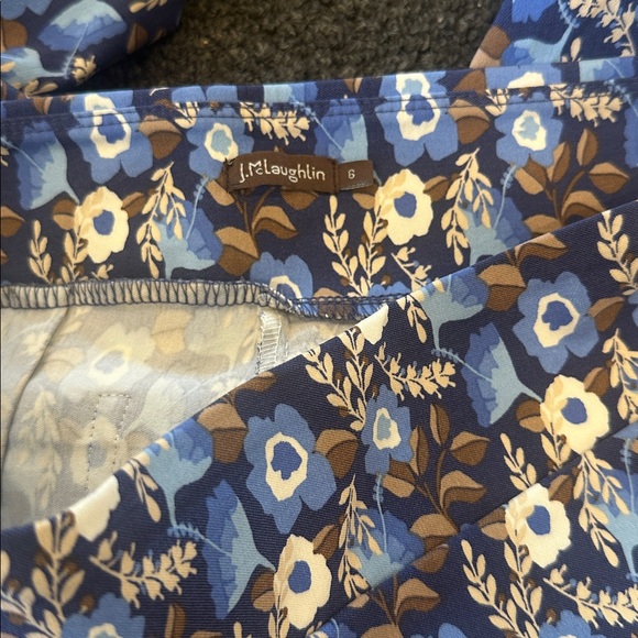 J. McLaughlin Masie Blue Cream & Brown Floral Print Pull On Trousers Size 6 - Picture 8 of 9